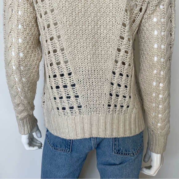 VINCE Cable Knit Sweater in Cream - Picture 7 of 11